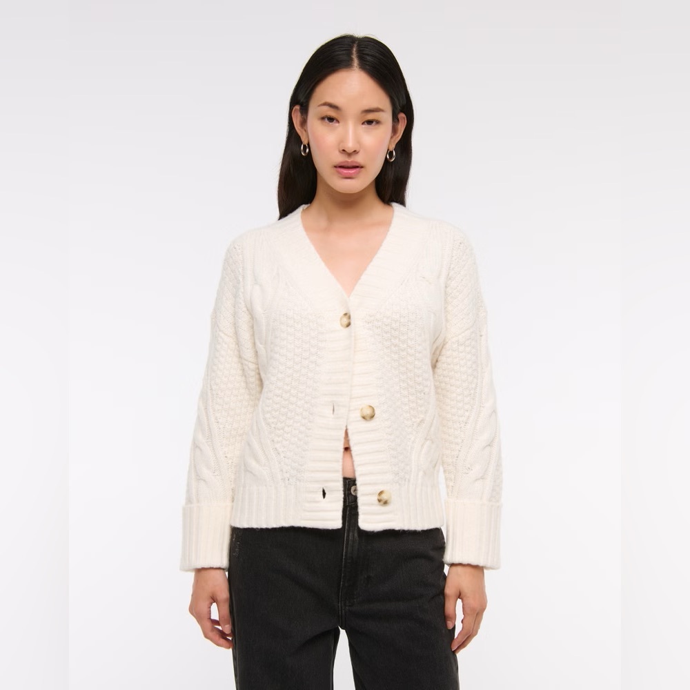 Abercrombie & Fitch Seed-Stitch Cable Cardigan